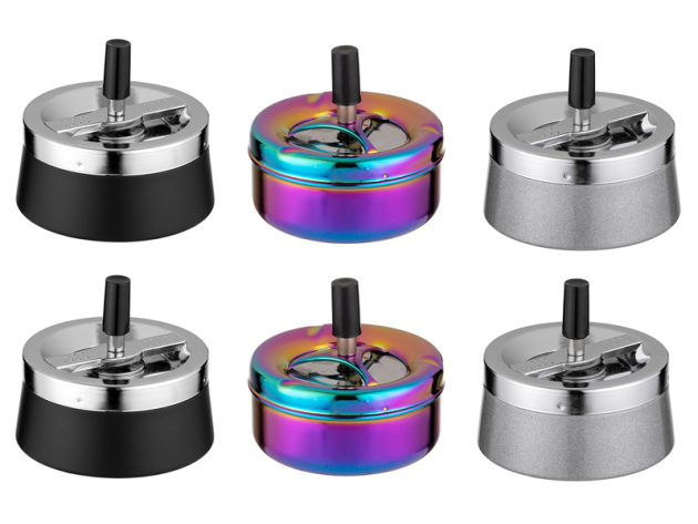 Schleuderaschenbecher "Angelo" aus Metall, Ø 11 cm, 6er Display