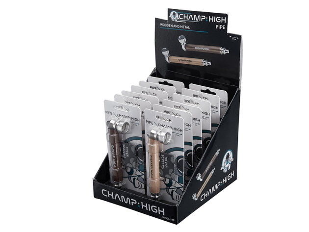 Handpfeife "Wooden" Metall- und Holzpfeifen 12cm; 12er Display