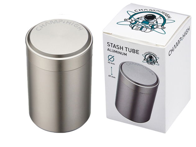 Vakuumdose für Tabak "Stash Tube" Aluminium, grau, Ø 4,5 cm; Höhe 6,9 cm; einzeln