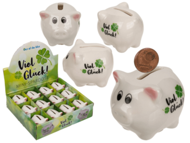 Spardose "Glücksschweinchen", ca. 5 x 4 cm, 12er Display