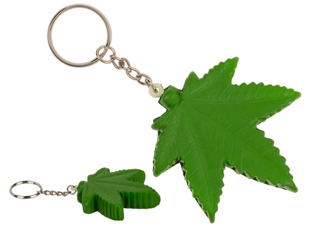 Metall-Schlüsselanhänger "Cannabisblatt" einzeln