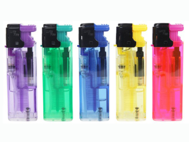 Sturmfeuerzeuge "Transparent ", 5-farbig sortiert, 50er Display