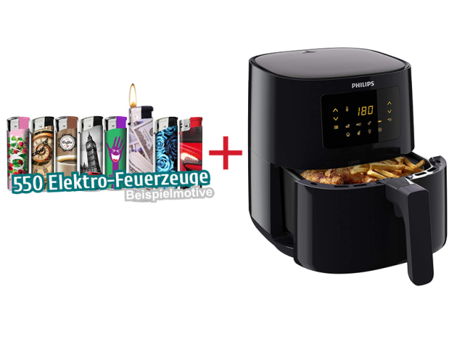 Aktion 550 Feuerzeuge + Philips Airfryer L, Heißluftfritteuse