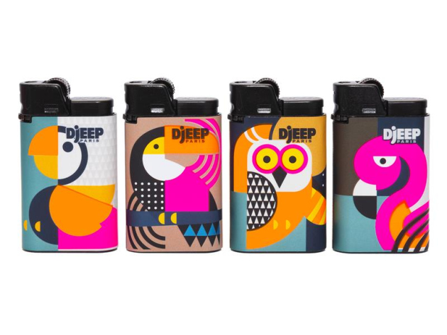 DJEEP Feuerzeuge "Fluo Bird" versch. Farben; 24er Display