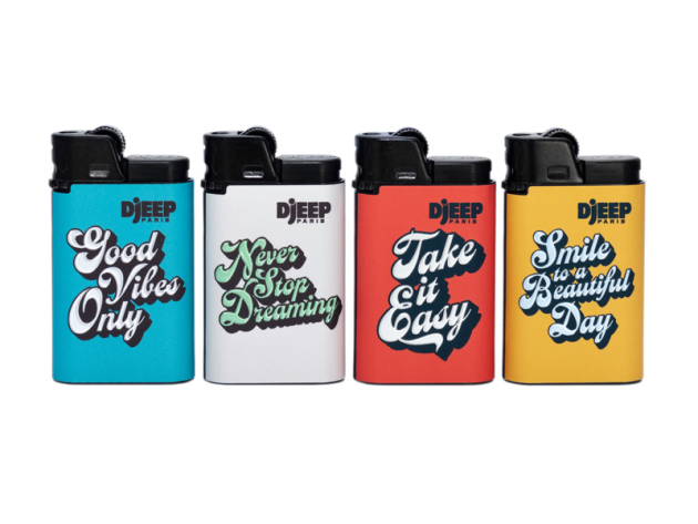 DJEEP Feuerzeuge "Positiv Mood" versch. Farben; 24er Display
