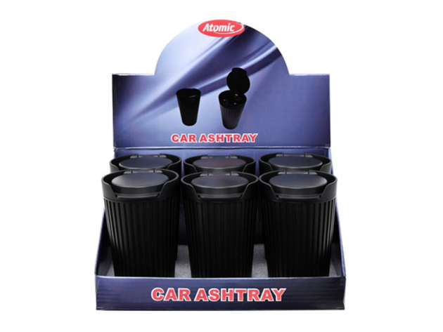 Autoaschenbecher "Linien Design" Schwarz 6er Display