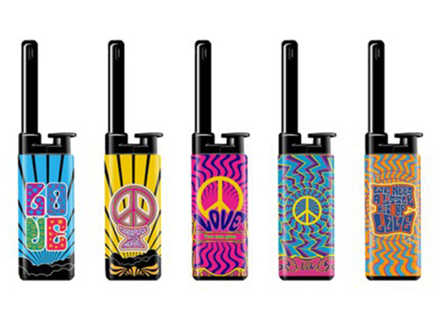 Stabfeuerzeuge Mini "Hippy Love" 25er Display