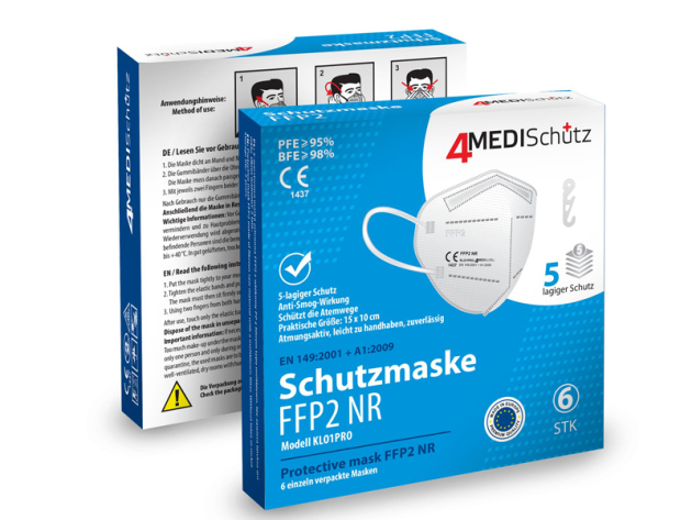 Mundschutz FFP2 "KL01PRO", weiß, 6er Pack