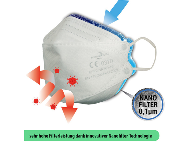 Mundschutz FFP2 3D Nanofilter, weiß; einzeln