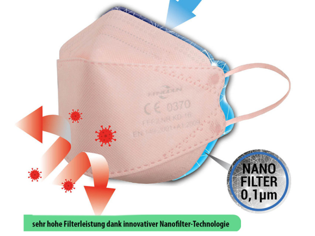 Mundschutz FFP2 3D Nanofilter, rosa; einzeln
