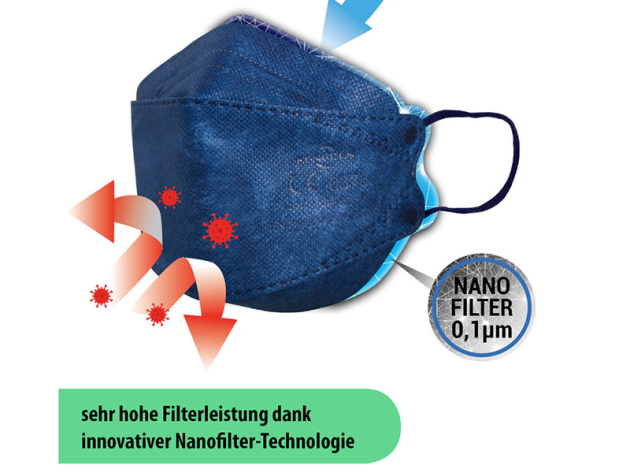 Mundschutz FFP2 3D Nanofilter, blau; einzeln