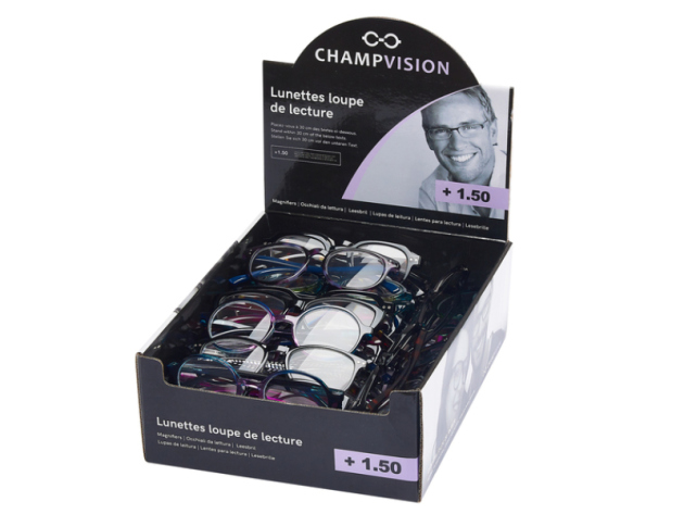 Lesebrillen "Champ Vision" (+1,5) versch. Farben 24er Display