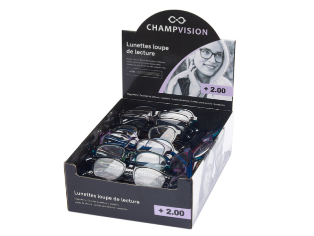 Lesebrillen "Champ Vision" (+2,0) versch. Farben 24er Display