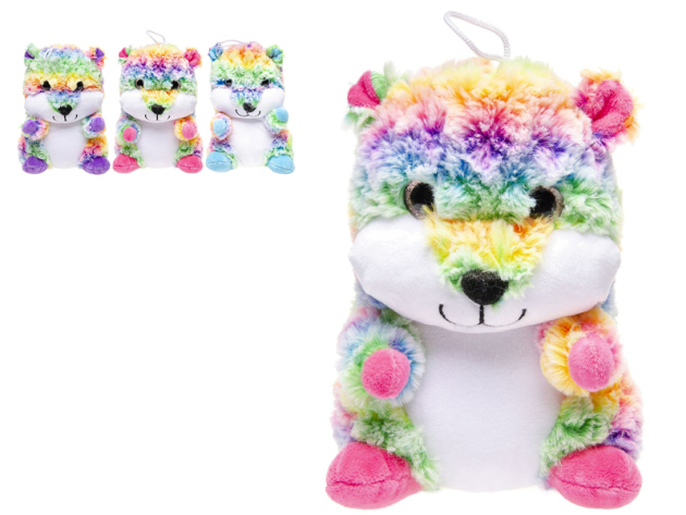 Plüsch Regenbogen Hamster, 23 cm, 3-fach sortiert, einzeln