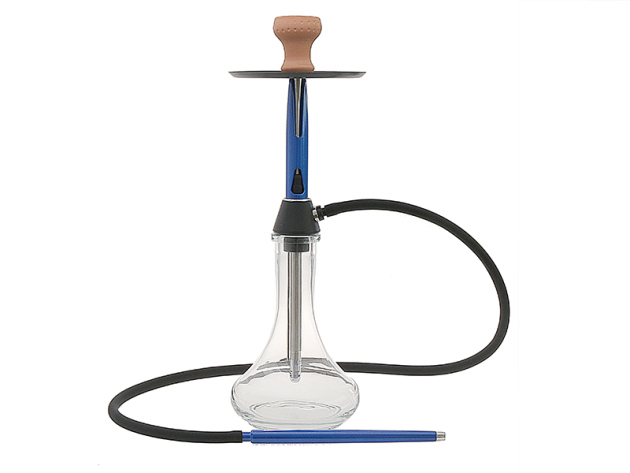 Shisha "Transparent-Metallicblau"; Höhe ca. 66 cm, 1 Anschluss