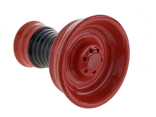 Shisha Kopf Keramik "Rot & Schwarz" mit Rillen; Höhe 9 cm Ø 7,7 cm