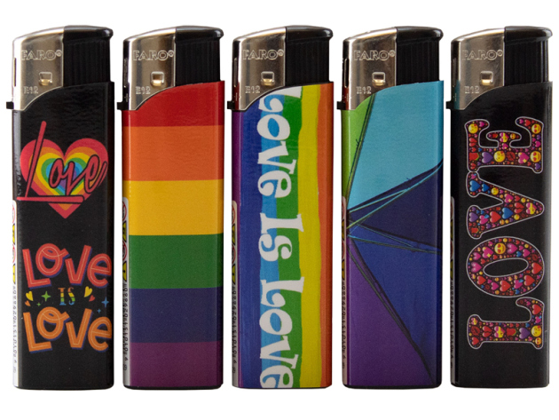 Elektrofeuerzeuge "Love/Rainbow", 50er Display