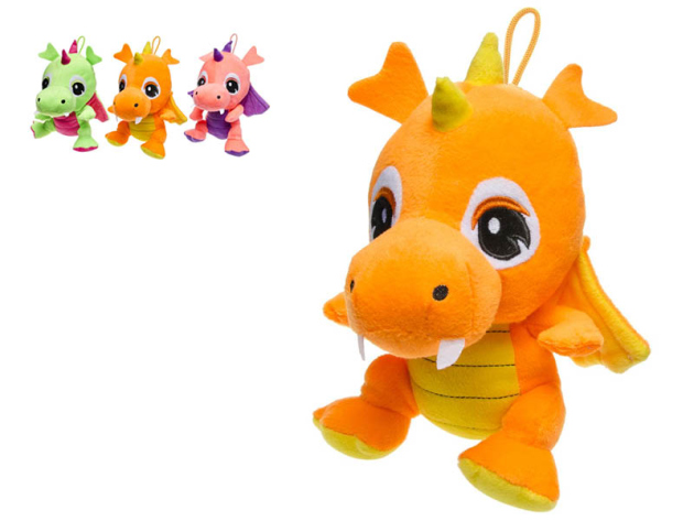 Plüsch Drache, 28 cm, 3-fach sortiert, einzeln