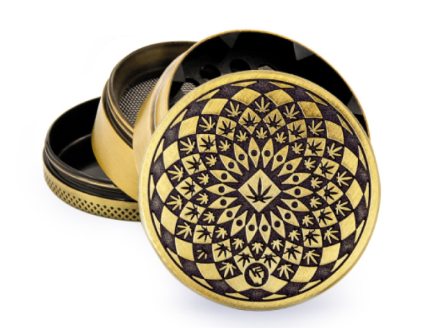 Grinder Gold "Leaf Pattern" Metal, 4-tlg.: Ø 50 mm