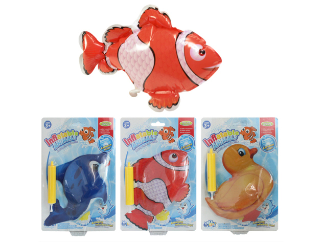 Badewannentiere zum Aufblasen mit Pumpe, 3-fach sortiert, einzeln
