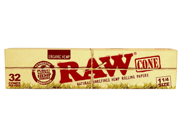 RAW Cones Organic Hemp Size 1 1/4  pre-rolled, 32er Packung