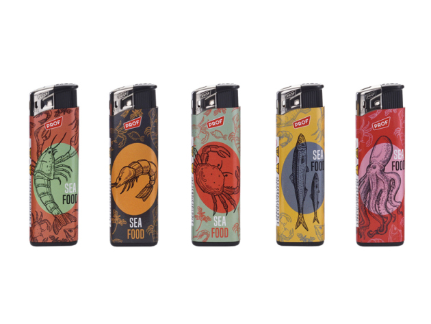 Elektrofeuerzeuge "SEA FOOD" 50er Display