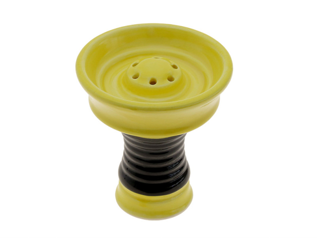 Shisha Kopf Keramik "Gelb-Schwarz", Höhe ca. 8,5 cm,  Ø ca. 7,6 cm