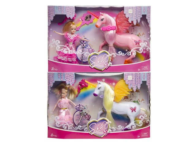 Einhorn mit Puppe; 2-fach sortiert- einzeln