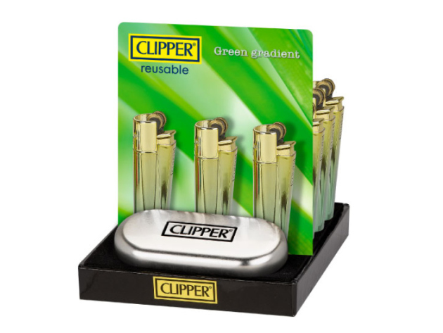 Clipper Metal Large GREEN GRADIERT mit Geschenkboxen, 12er Display