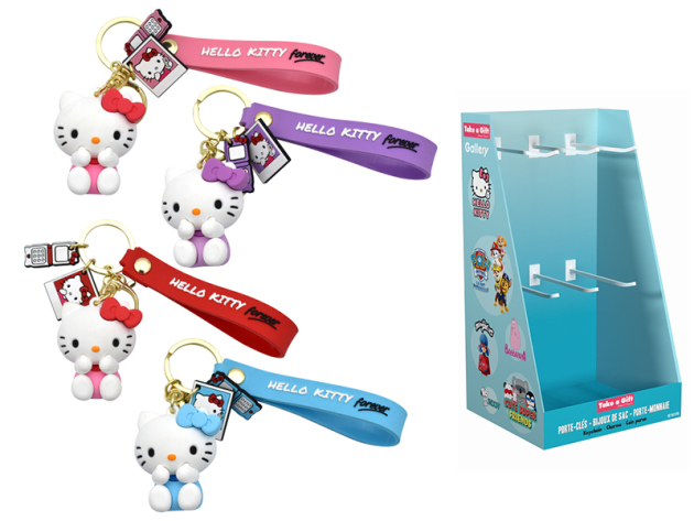 Schlüsselanhänger "Hello Kitty" 4-fach sortiert, 24 Stück + Display für 48 Anhänger