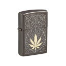 Zippo Feuerzeug - Cannabis Design (Black Ice Laser Two Tone)