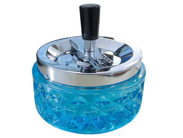 Drehaschenbecher "Glas" blau, Ø 11,9 cm