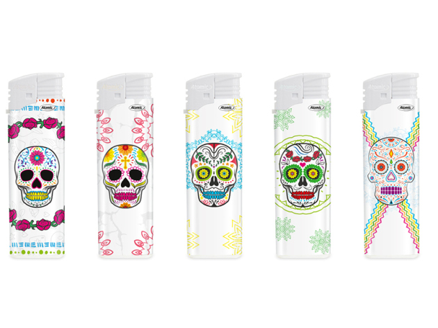 Elektrofeuerzeuge "Skull" 50er Display