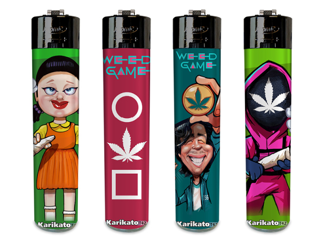 Reibradfeuerzeuge "Weed Game" 24er Display