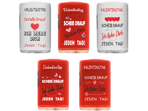 Sturmfeuerzeuge "Valentinstag - Scheiss drauf" 25er Display