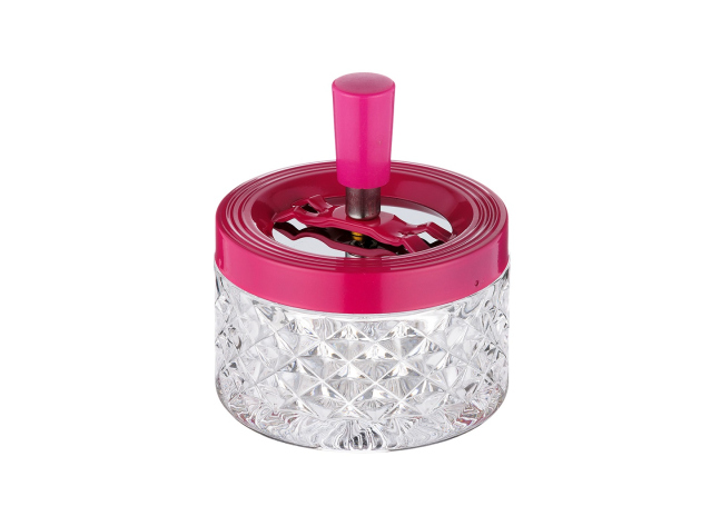 Drehaschenbecher "Glas" transparent/pink, Ø 9 cm