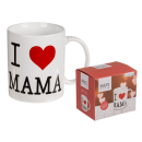 Becher, I love Mama, ca. 10 x 8 cm, Steingut, einzeln