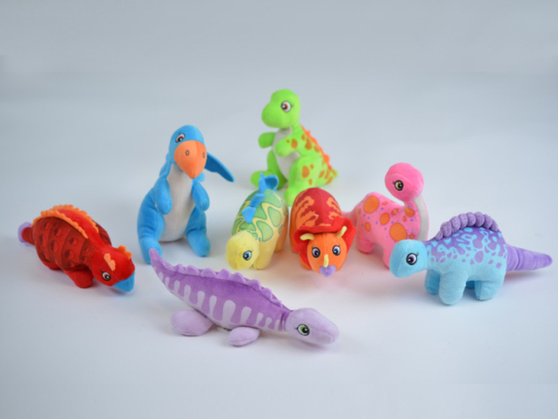 Plüsch Dinosaurier, ca. 15 - 25 cm; 8-fach sortiert, 16er Display