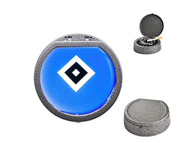 Aschenbecher "HSV" Hammerschlag mit Deckel, Ø 16 cm, rauchfrei