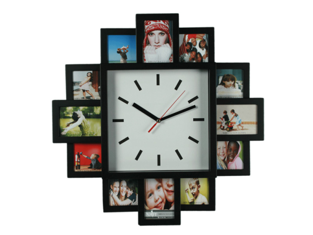 Wanduhr mit 12 Bilderrahmen, ca. 21 cm für 12 Fotos, UVP: 27,45 Euro