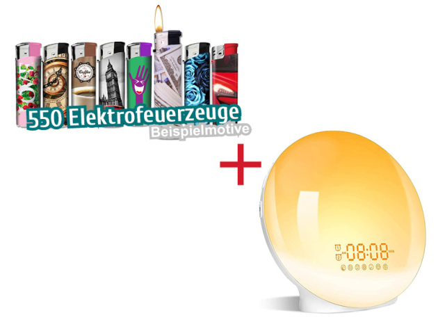550 Feuerzeuge + Tageslichtwecker