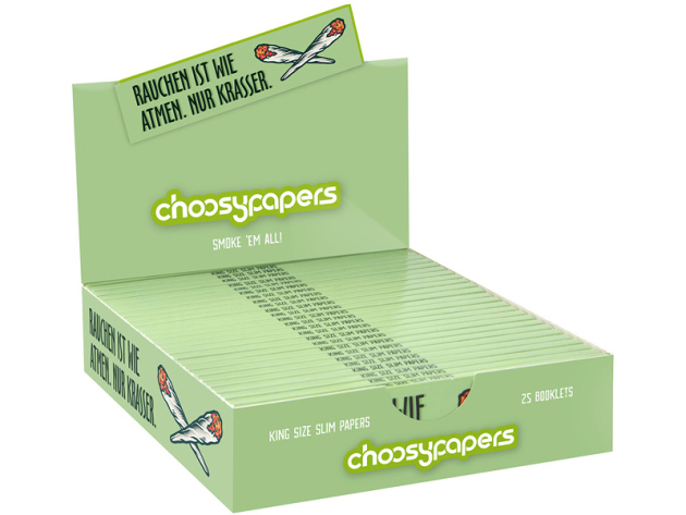 Choosypapers King Size Slim "Rauchen ist wie Atmen", 108x44mm, 25 Hefte je 32 Blatt