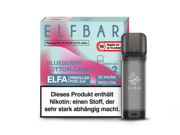 ELFBAR ELFA Prefilled Pod - Blueberry Cotton Candy (Zuckerwatte mit Blaubeergeschmack) - 20mg - 2er Set
