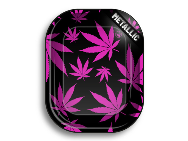 Metall Drehunterlage "Leaves Pink Metallic", 18,0 x 12,5 cm, einzeln