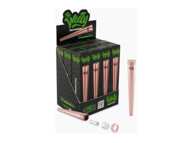 Weezy Aluminium Pfeife mit CTIP Aktivkohlefilter und Jack-Pod Kapsel, ROSE, 12er Display