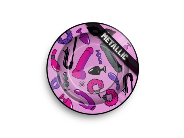 Aschenbecher "Sex Toy Pattern" aus Metall, Ø 14 cm