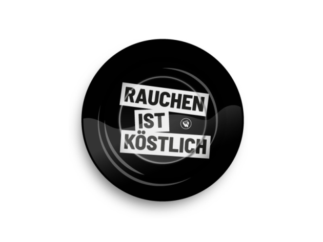 Aschenbecher "Rauchen ist köstlich" aus Metall, Ø 14 cm