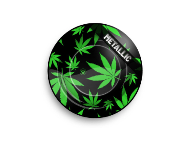 Aschenbecher "Leaves Green" aus Metall, Ø 14 cm