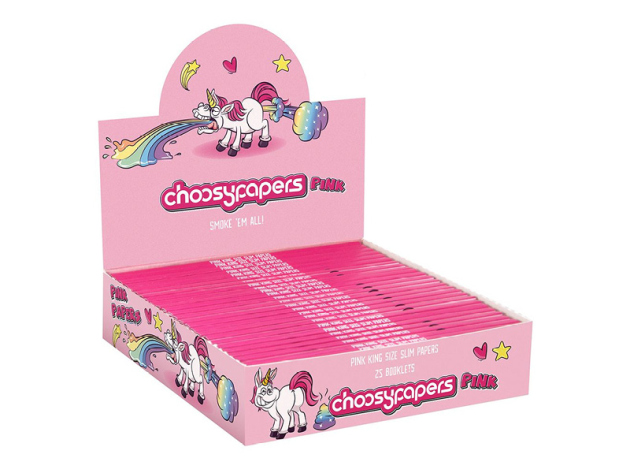 Choosypapers King Size Slim "Puking Unicorn", 108x44mm, 25 Hefte je 32 Blatt