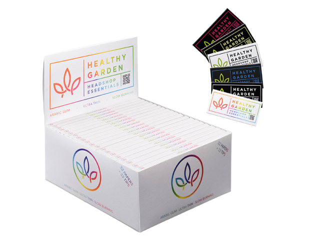 Healthygarden "Rainbow" Ultra Thin, Long Size; 20 Hefte je 32 Paper + 32 Tips